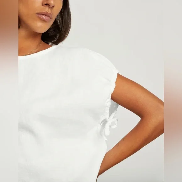 Everlane women’s the drawstring tunic 100% linen top white size small breathable - Picture 3 of 7
